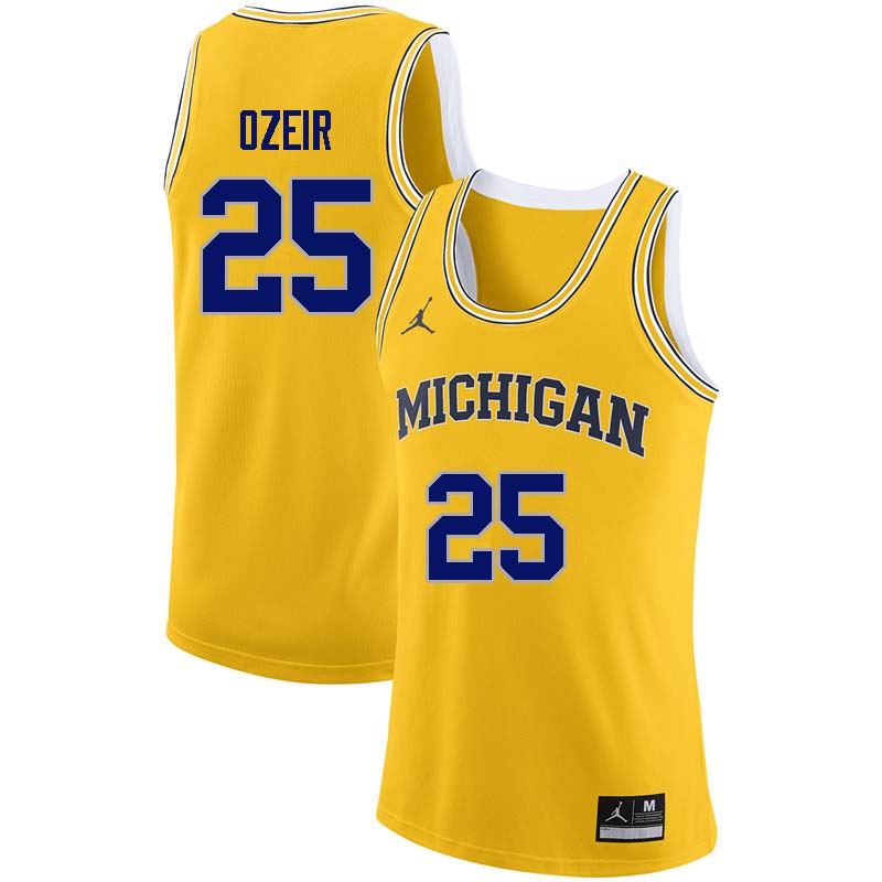 Men #25 Naji Ozeir Michigan Wolverines College Basketball Jerseys Sale-Yellow